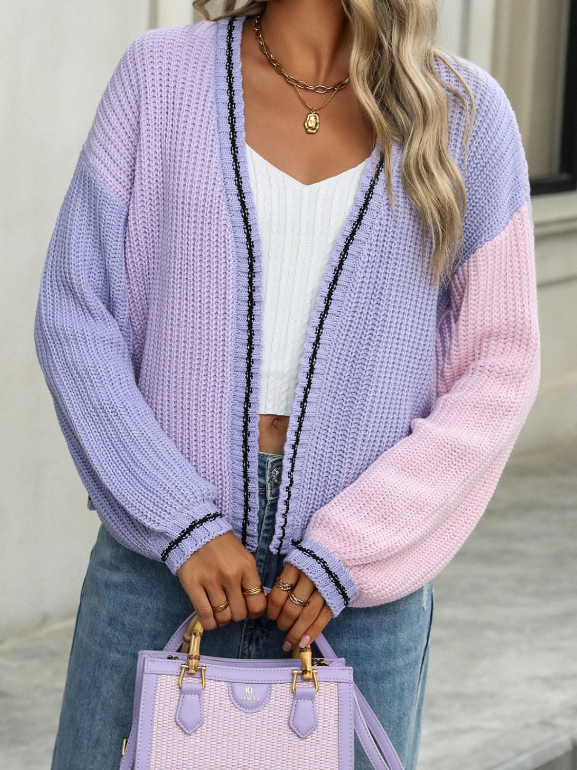 Sweet Parisian Sweater- 4 Colors (Watermelon Pink, Purple, Black, Grey)