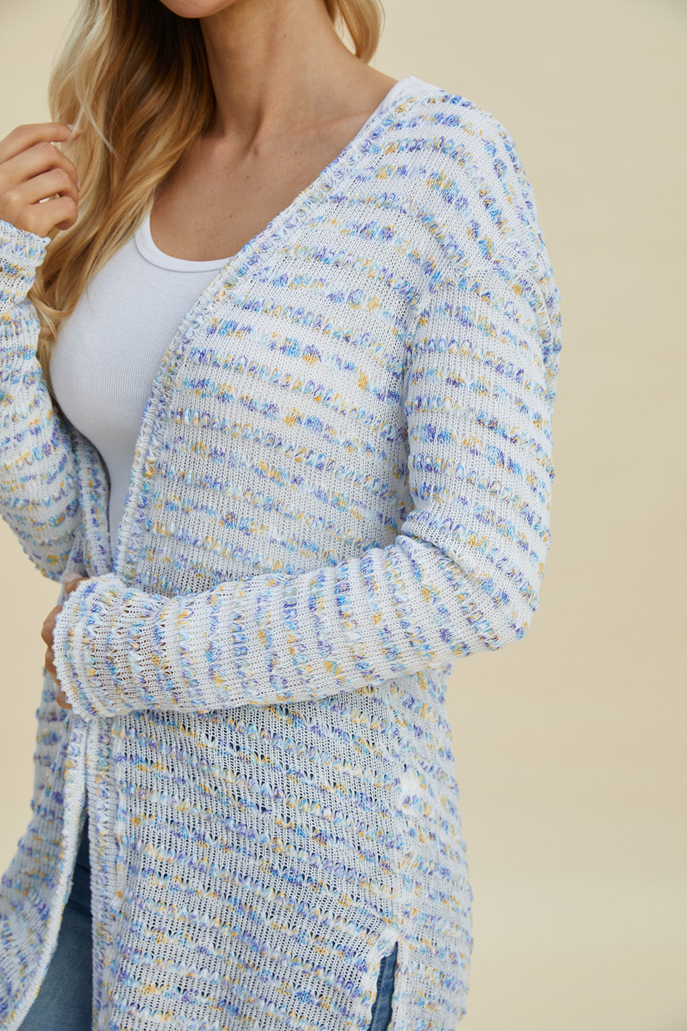 Open Front Longline Cardigan- 4 Colors (Multicolor, Blush, Black, White)