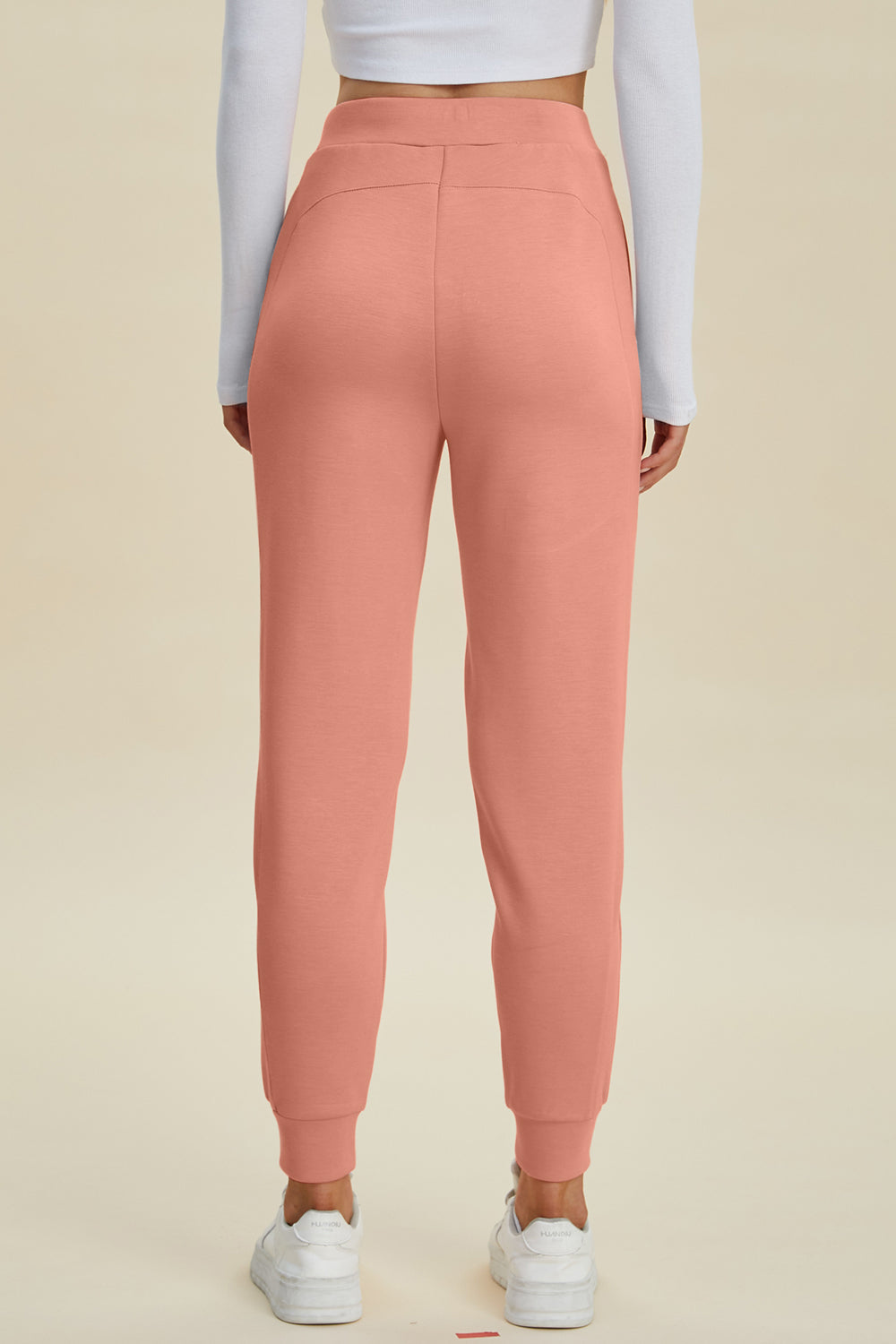 Air Scuba Drawstring High Waist Joggers- 4 Colors (Black, Caramel, Coral, Teal)