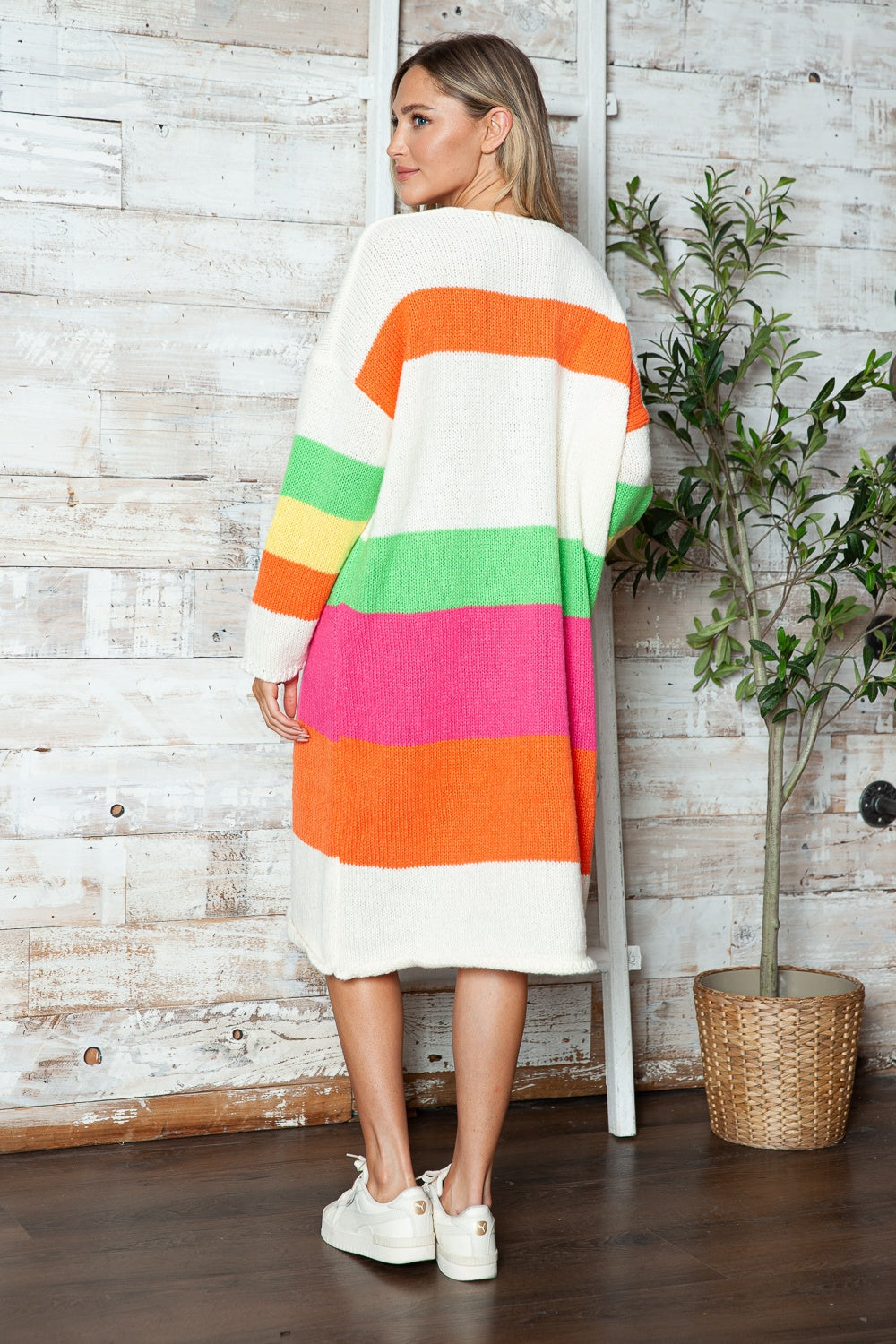 Color Block V-Neck Sweater Dress