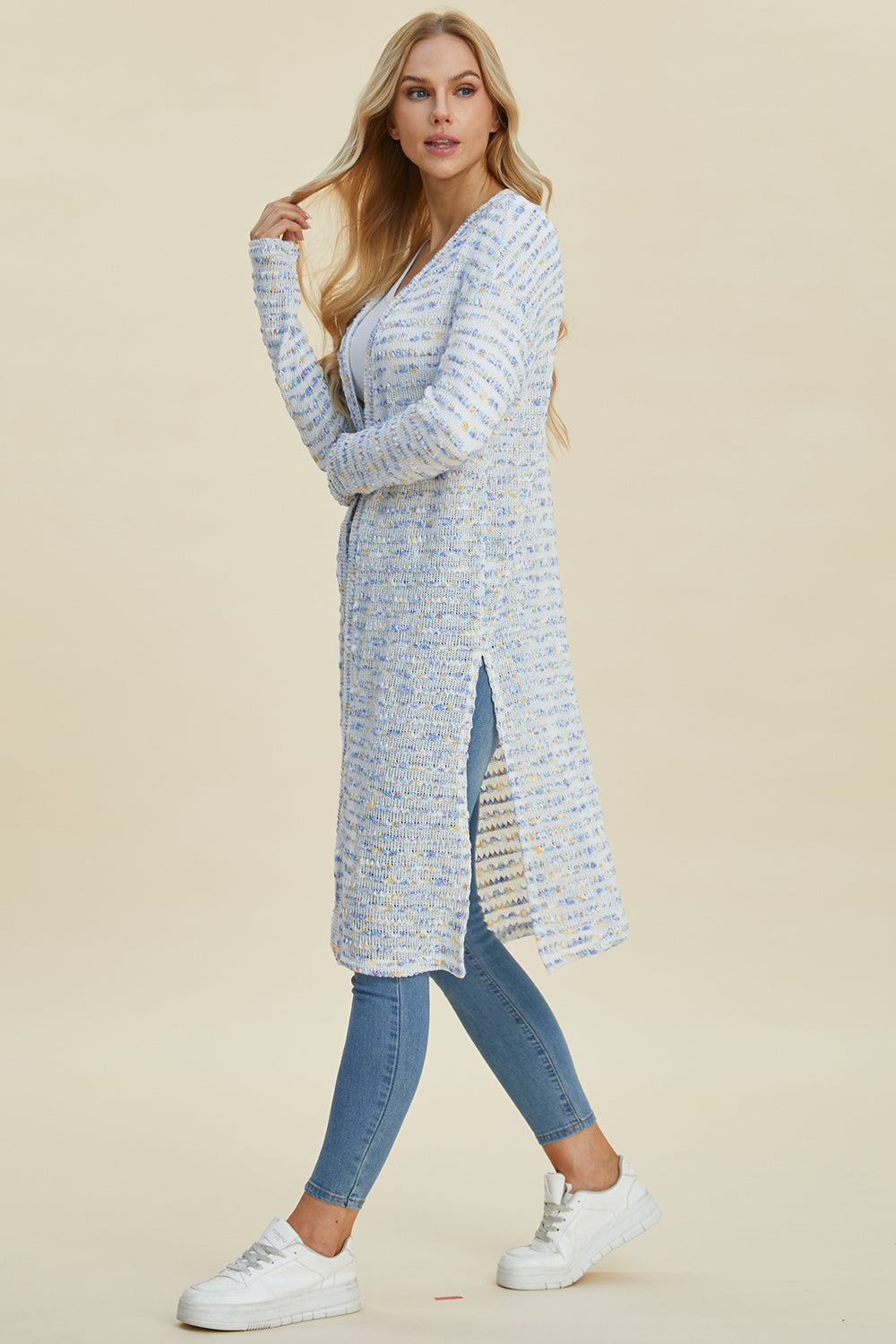 Open Front Longline Cardigan- 4 Colors (Multicolor, Blush, Black, White)