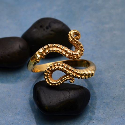 Bronze Adjustable Octopus Tentacle Ring