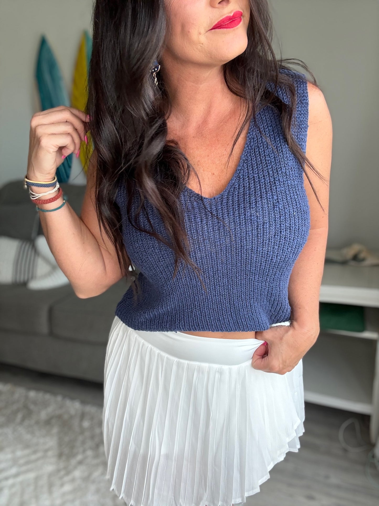 Low Tide Knit Tank - Nautical Navy W2010