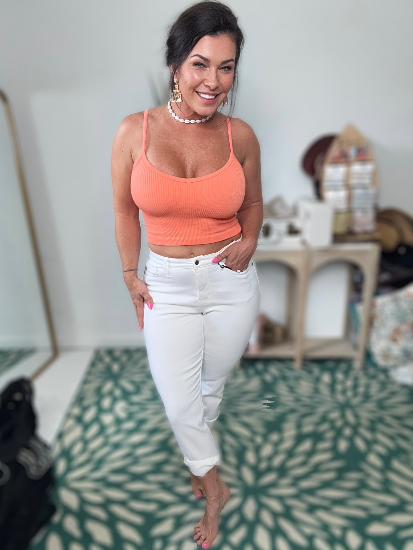 Judy Blue White Capri Jeans