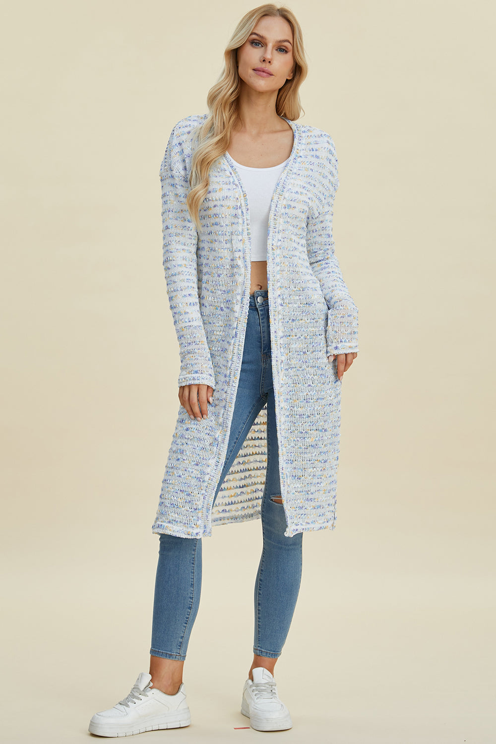 Open Front Longline Cardigan- 4 Colors (Multicolor, Blush, Black, White)