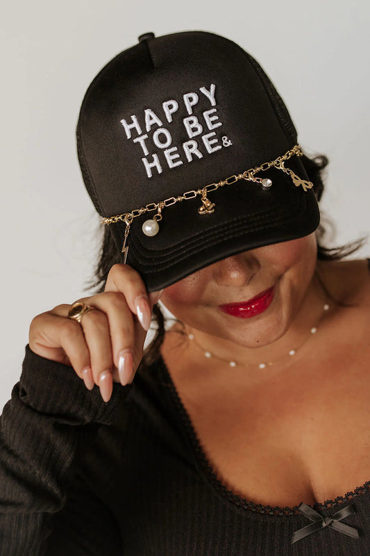 Ampersand Trucker Hat- Happy to Be Here