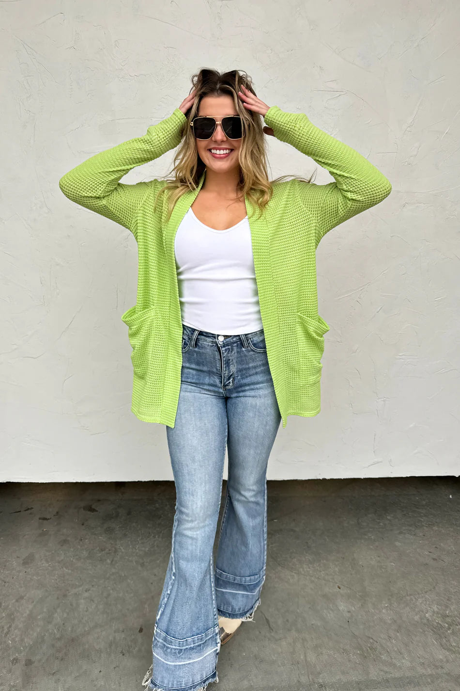 NEW Spring Simple Life Cardigan- Lime
