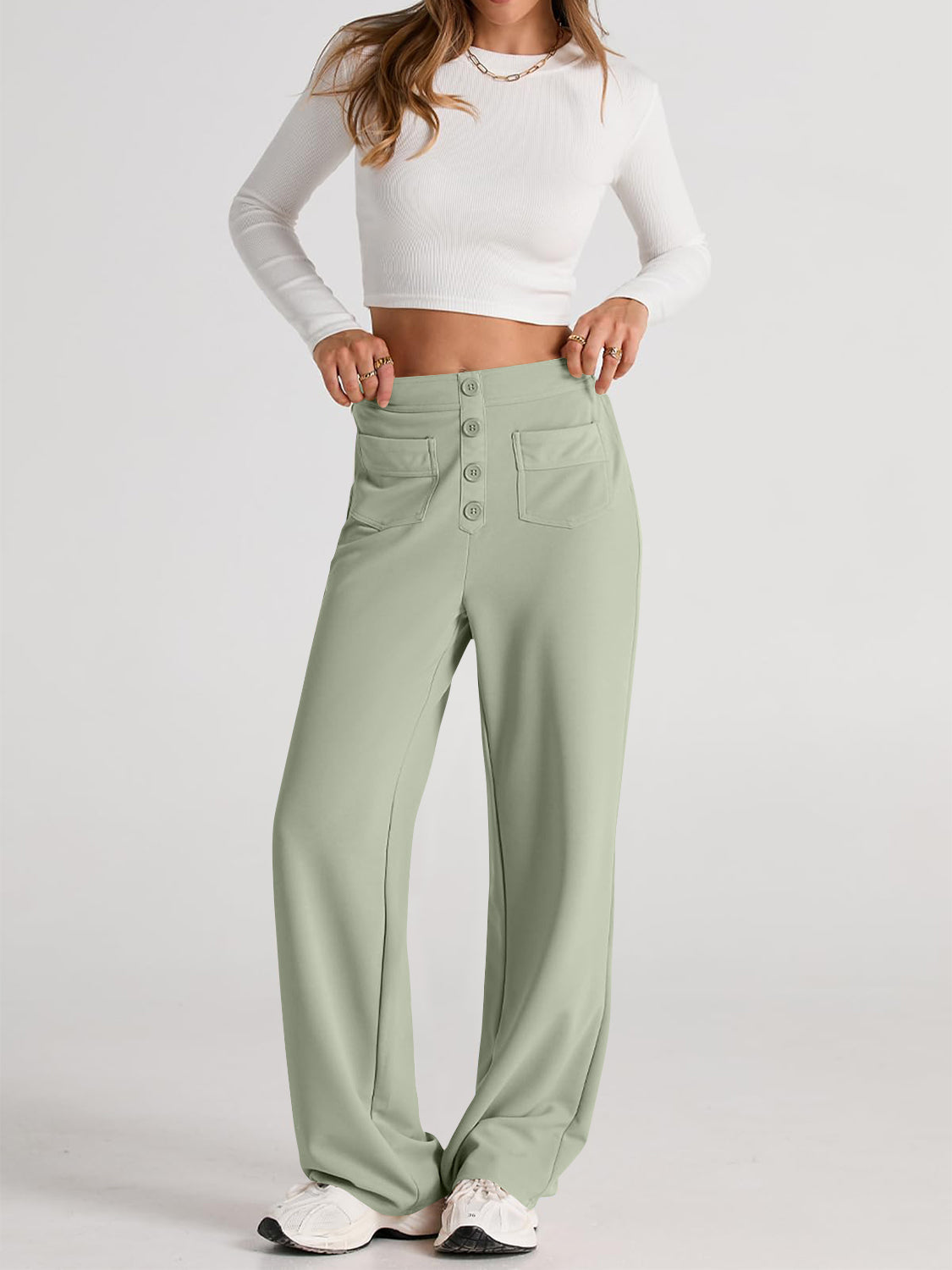 Errand Mom Wide Leg Pants- 8 Colors ( Black, Grey, White, Camel, Khaki, Caramel, Army Green, Gum Leaf)