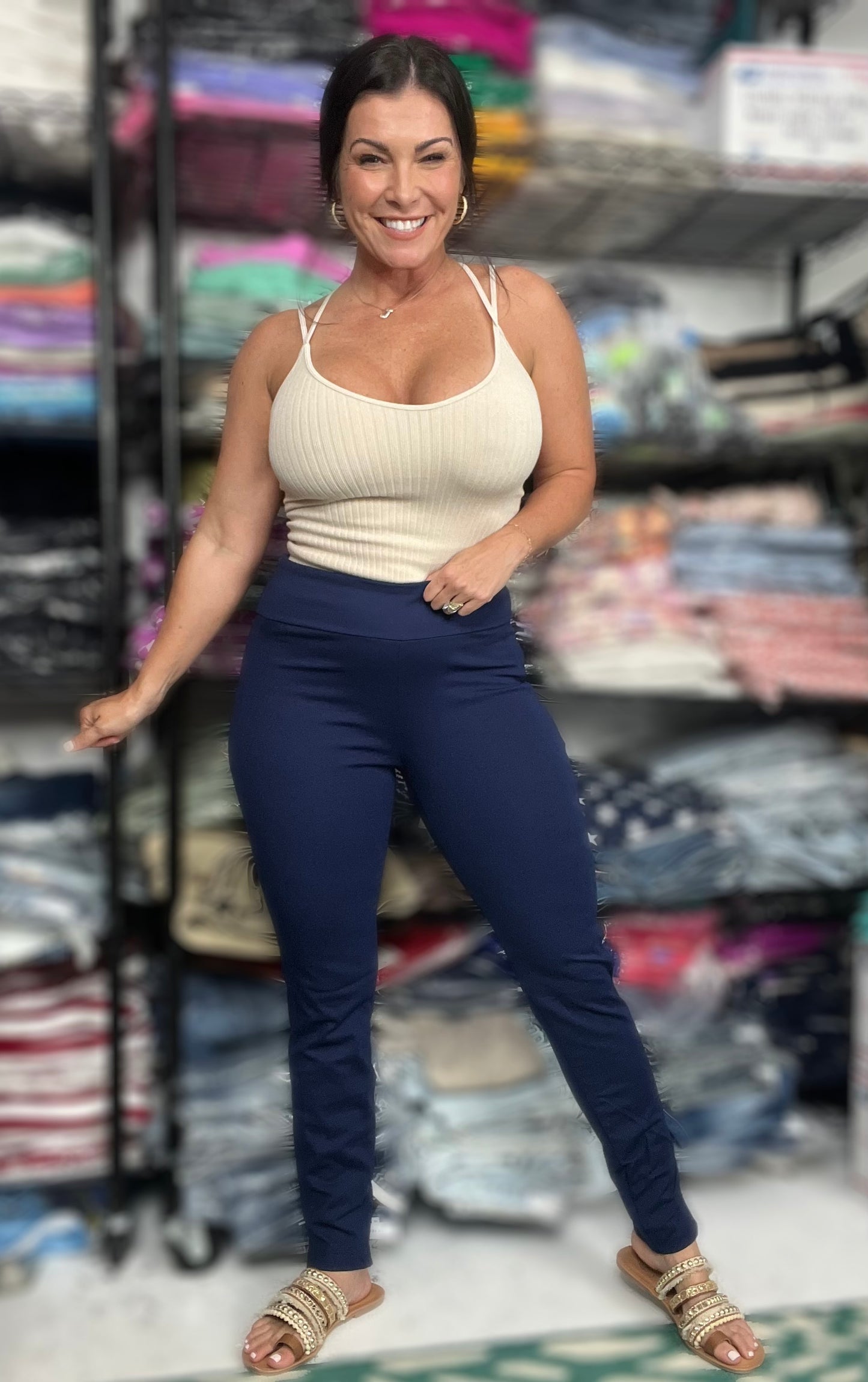 Navy 28" Skinny Magic Pants