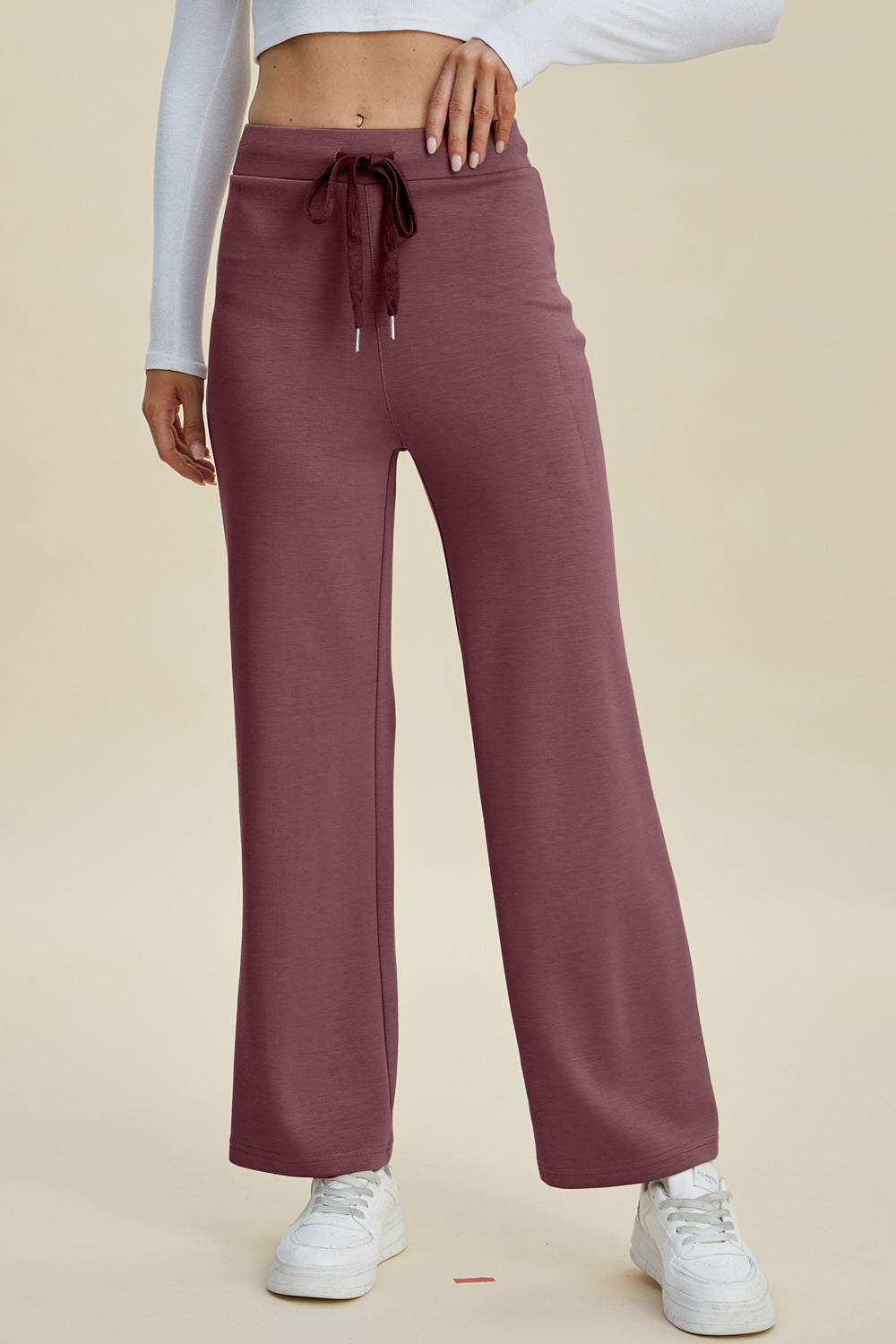 Air Scuba Drawstring Wide Leg Pants- 4 Colors (Mauve, Blue, Moonlit, Black)