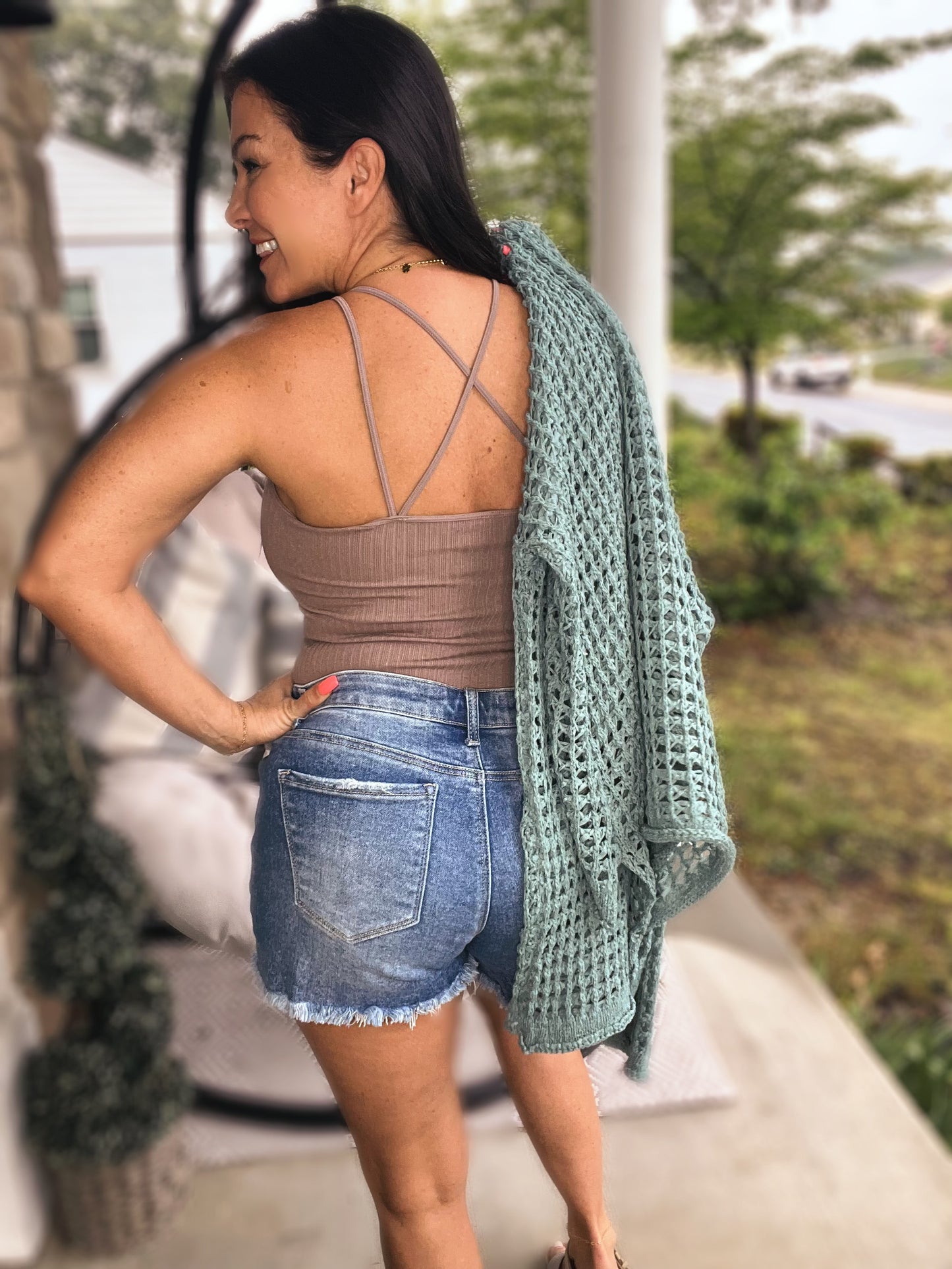 Crossing Paths Ribbed Tank- Espresso