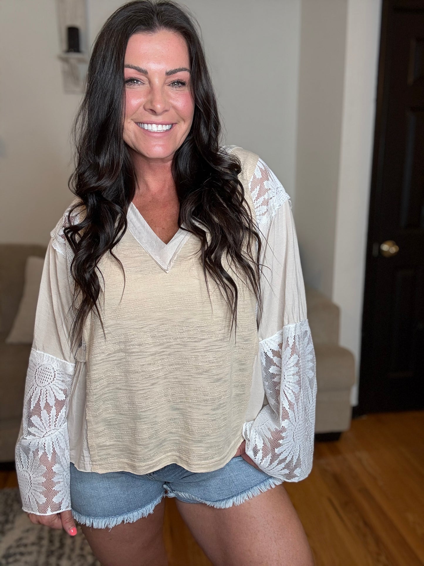 POL Anything But Basic Top- Beige
