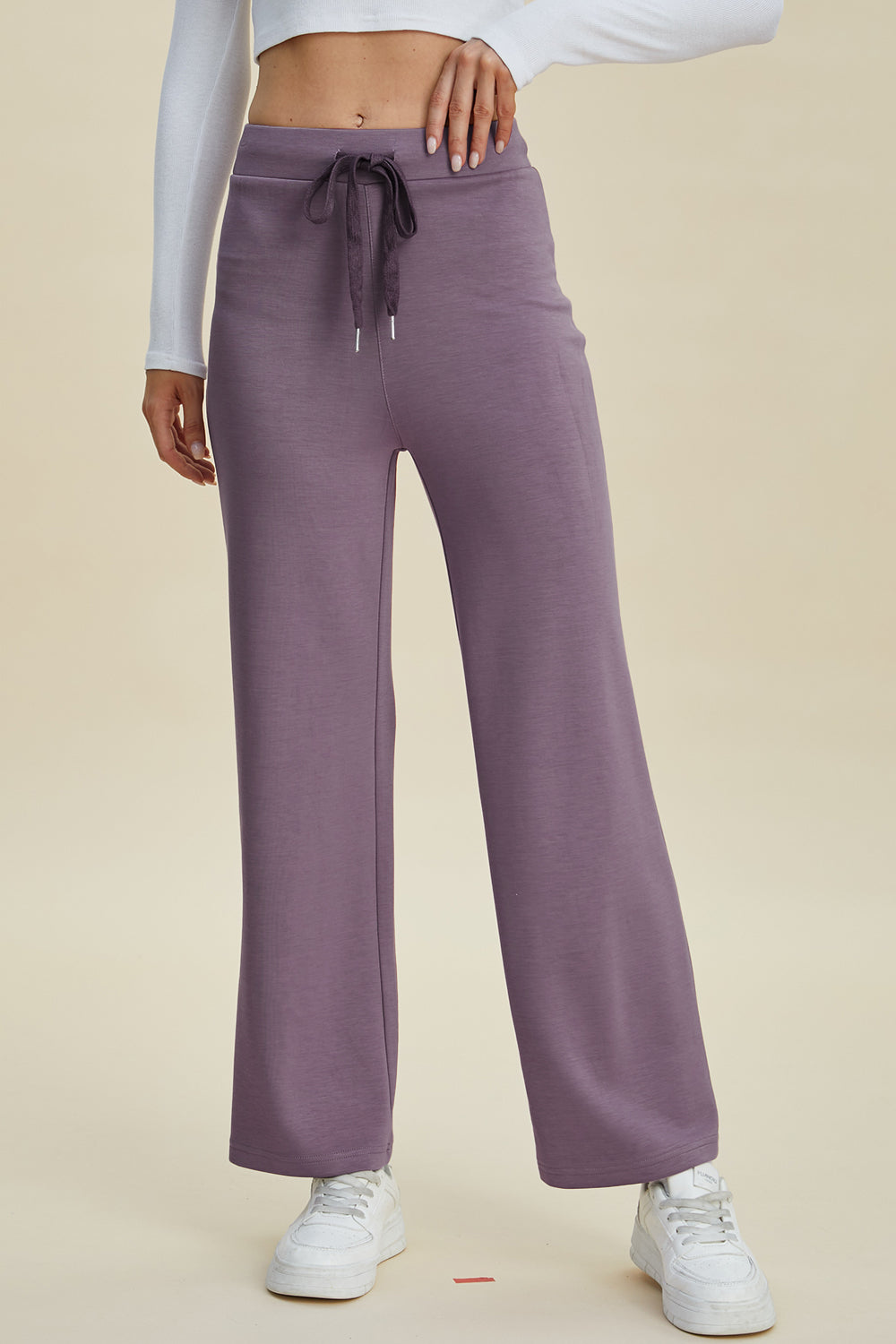 Air Scuba Drawstring Wide Leg Pants- 4 Colors (Mauve, Blue, Moonlit, Black)