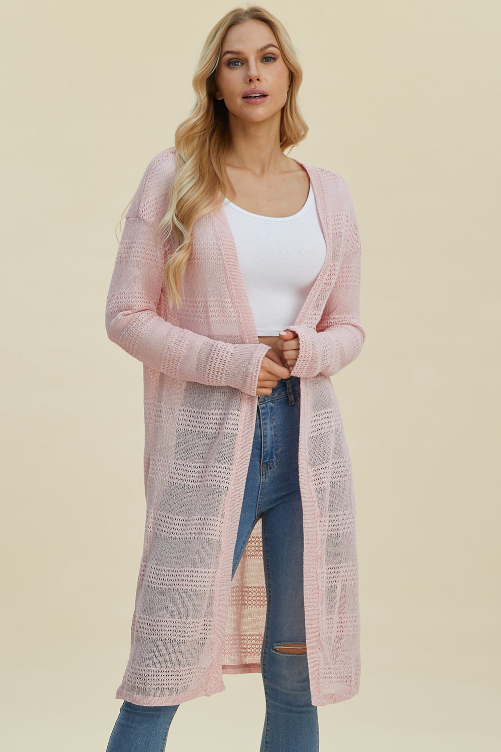 Open Front Longline Cardigan- 4 Colors (Multicolor, Blush, Black, White)