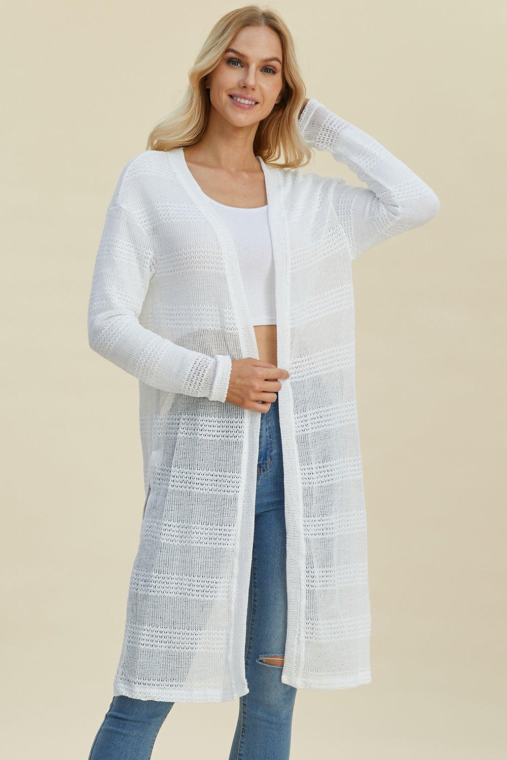 Open Front Longline Cardigan- 4 Colors (Multicolor, Blush, Black, White)