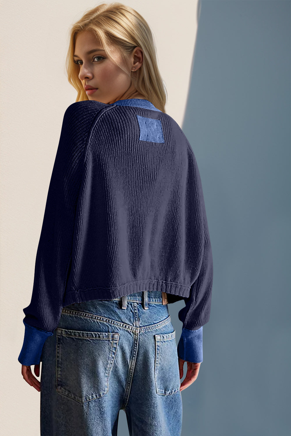 Contrast Button Up Long Sleeve Cardigan- 5 Colors (Dust Storm, Caramel, Indigo, White, Dark Gray)