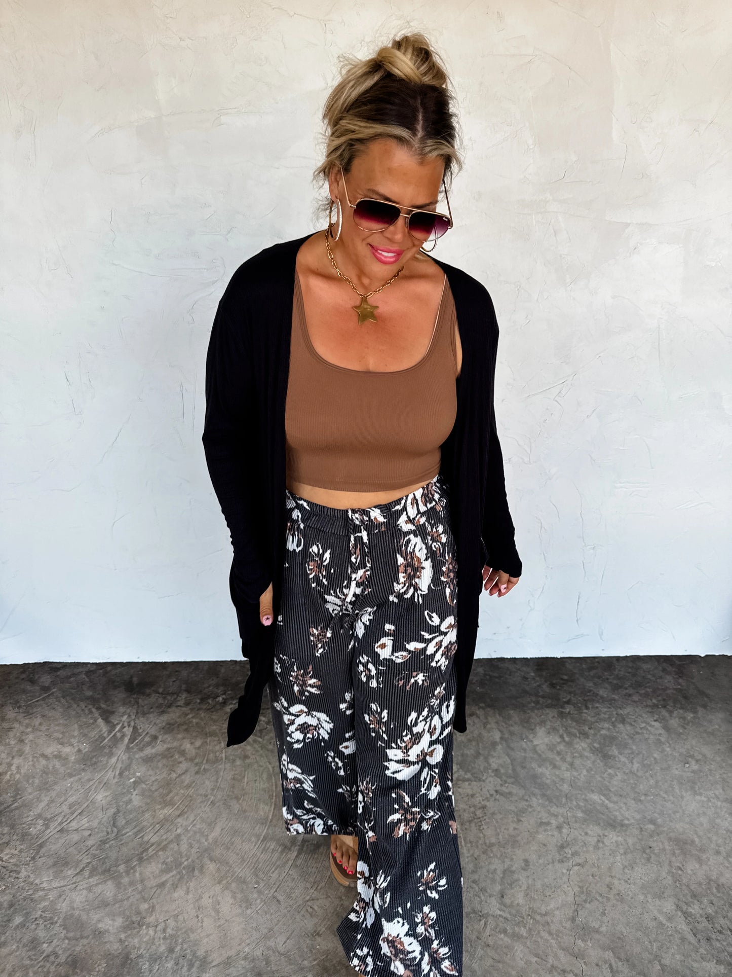 Falling for You Ribbed Cardigan- Black BB1205