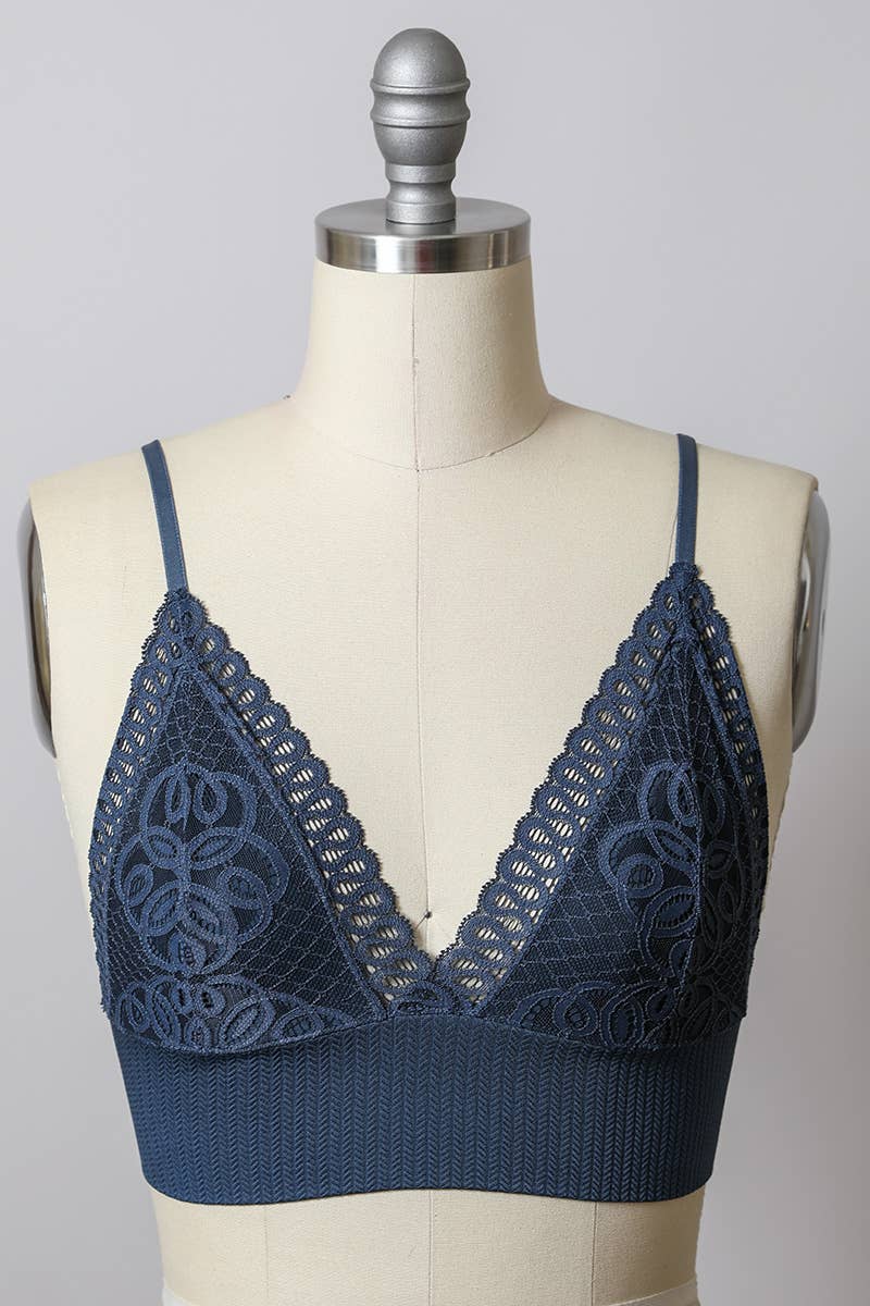 Lace Longline Seamless Bralette - Rust
