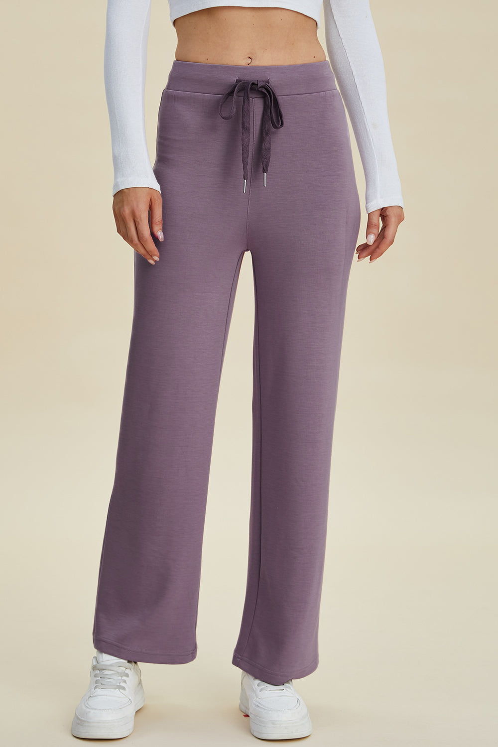 Air Scuba Drawstring Wide Leg Pants- 4 Colors (Mauve, Blue, Moonlit, Black)