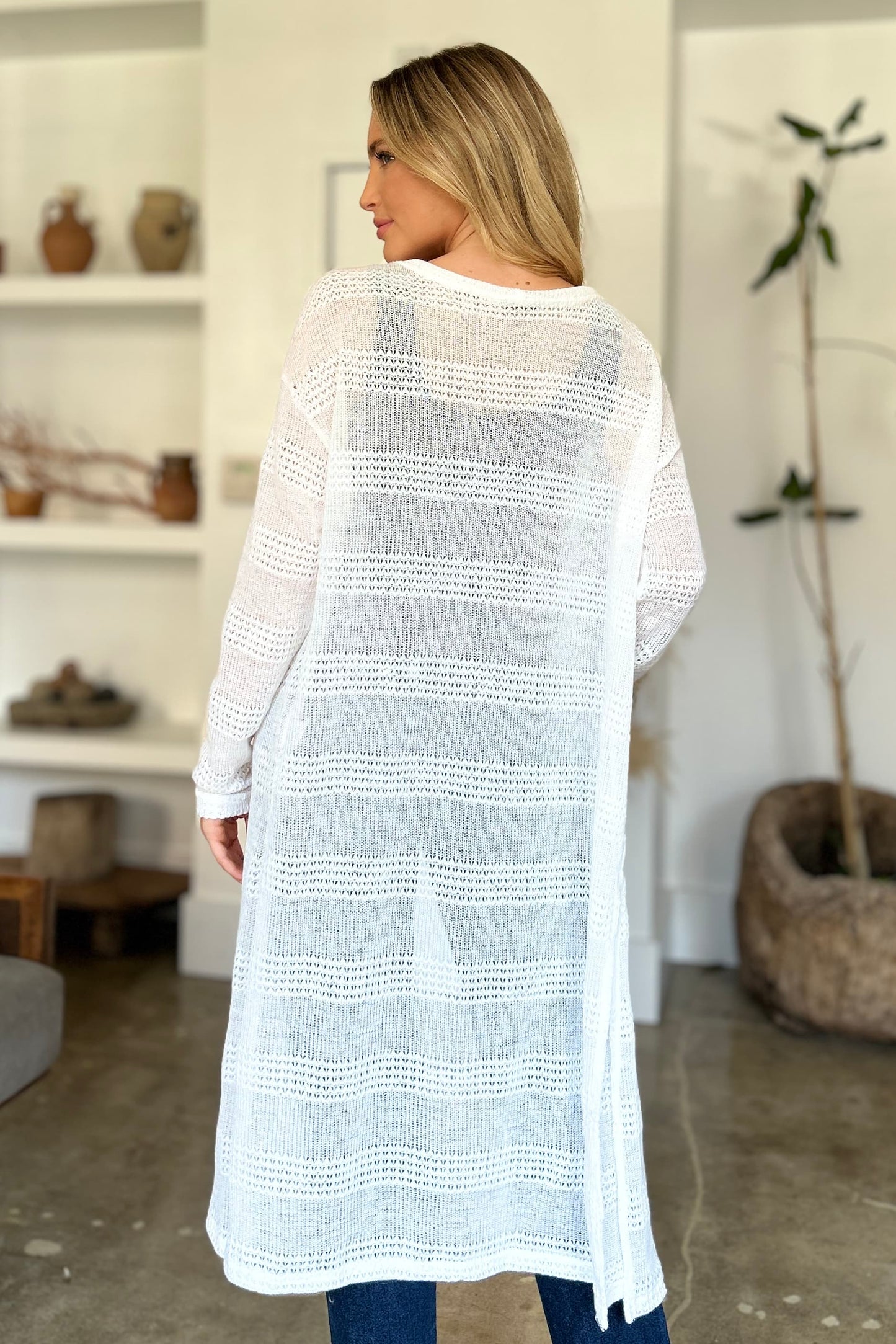 Open Front Longline Cardigan- 4 Colors (Multicolor, Blush, Black, White)