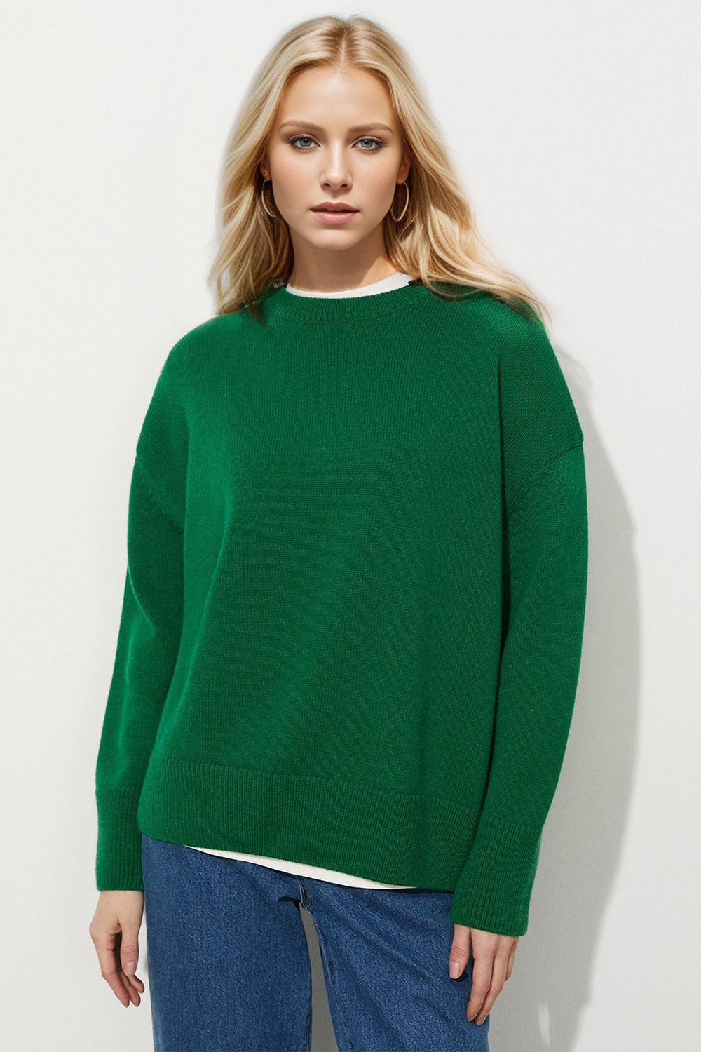 Dropped Shoulder Long Sleeve Sweater- 6 Colors (Lavender, Burgundy, Dust Storm, Light Grey, Green, Camel)