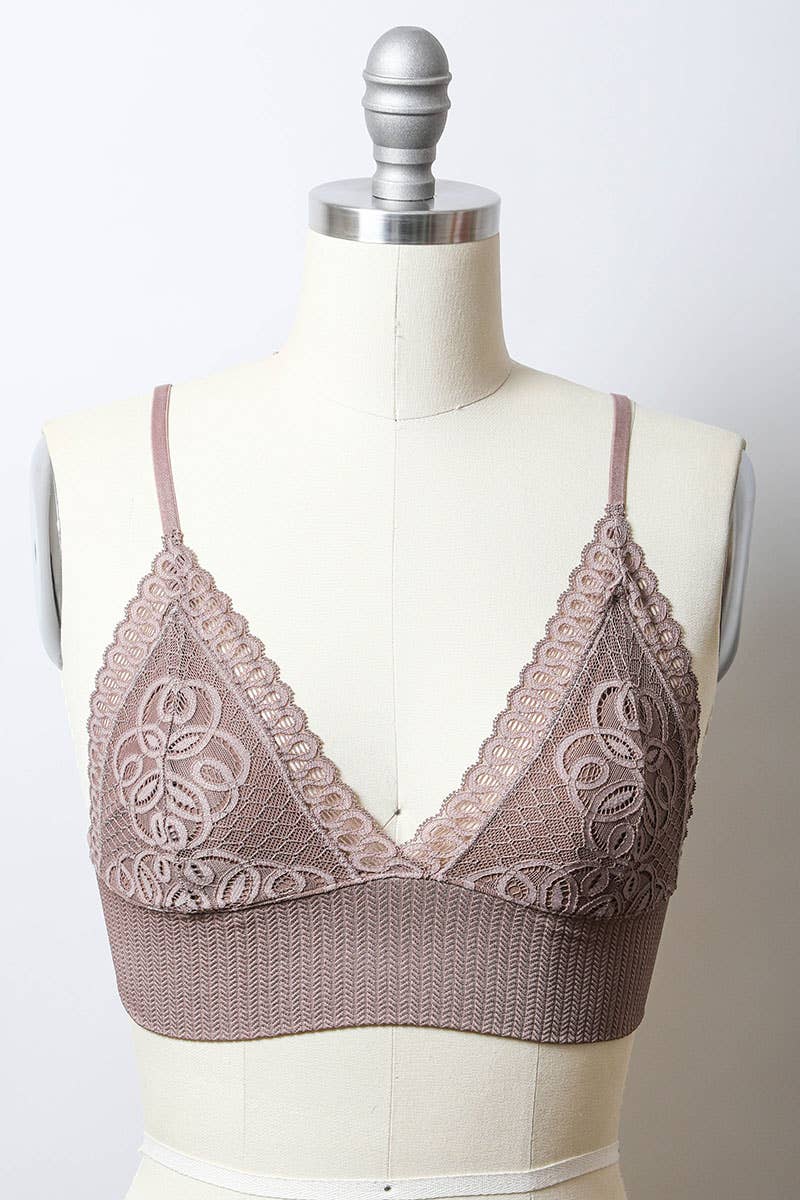Lace Longline Seamless Bralette - Rust