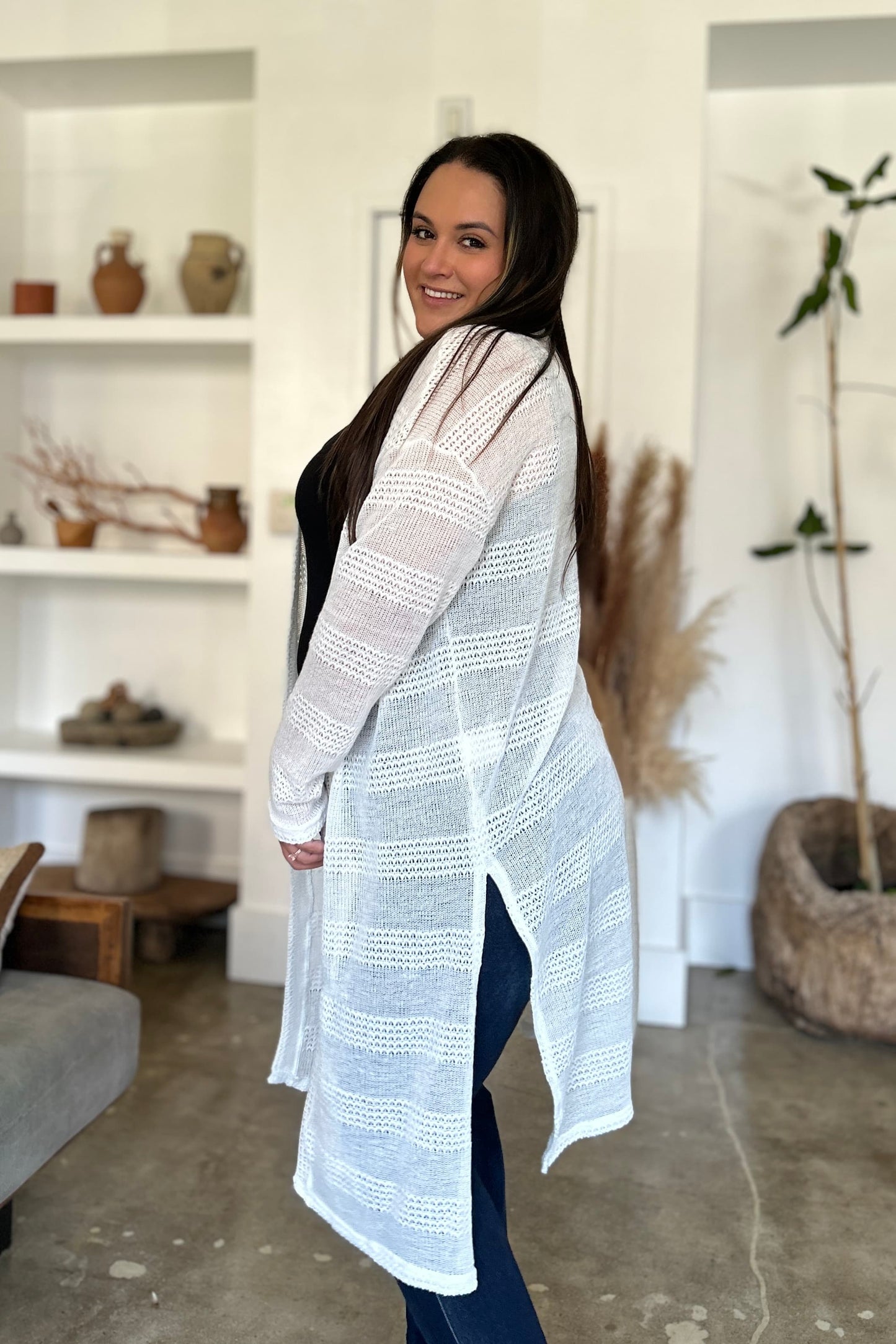 Open Front Longline Cardigan- 4 Colors (Multicolor, Blush, Black, White)