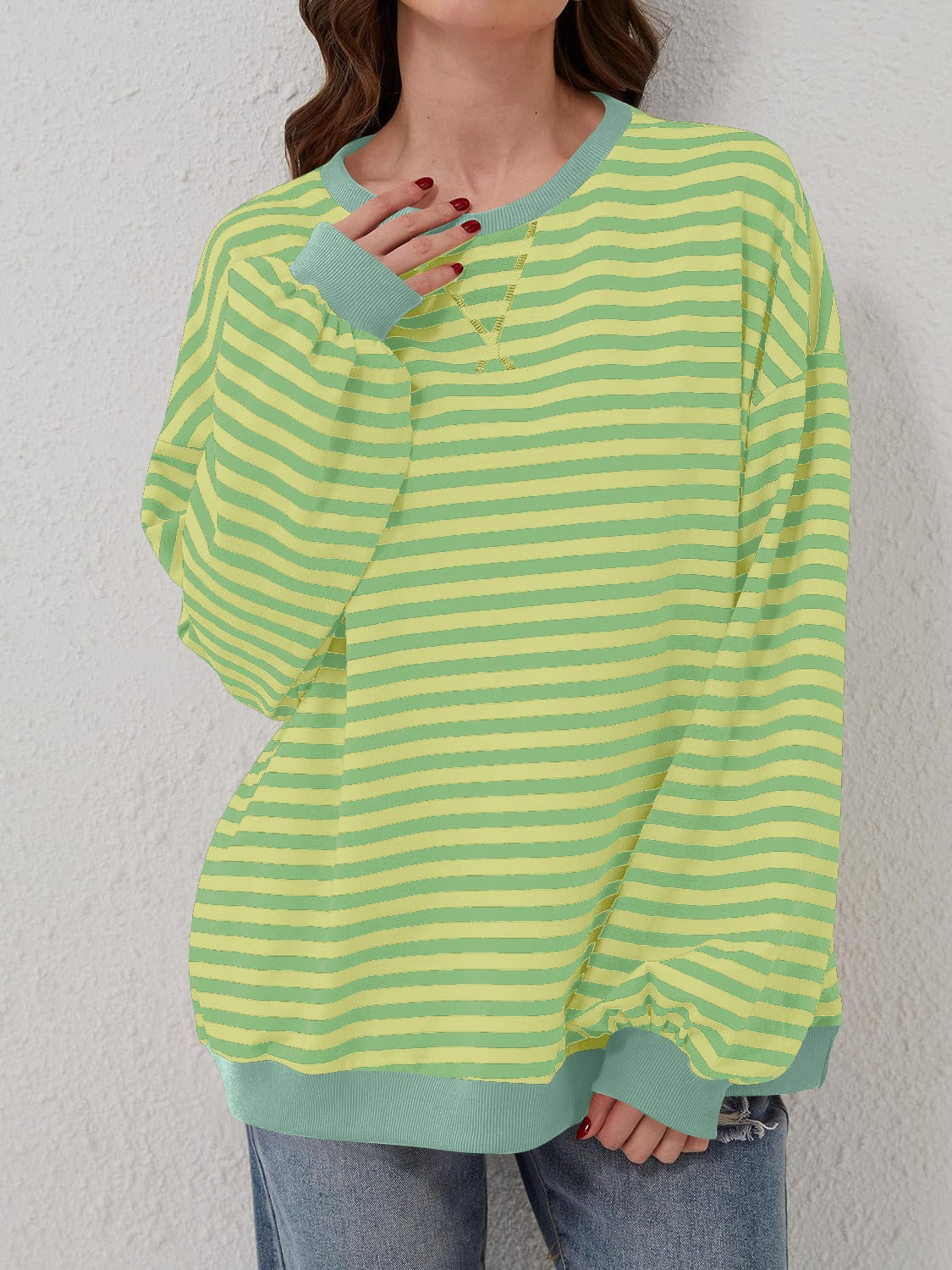 12 Colors- Lovelet Striped Sweatshirt