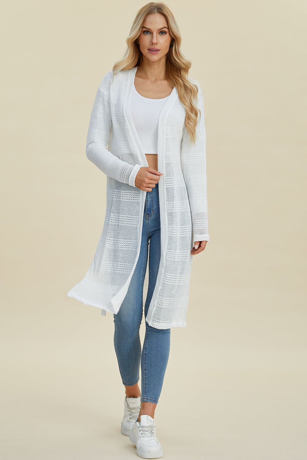 Open Front Longline Cardigan- 4 Colors (Multicolor, Blush, Black, White)