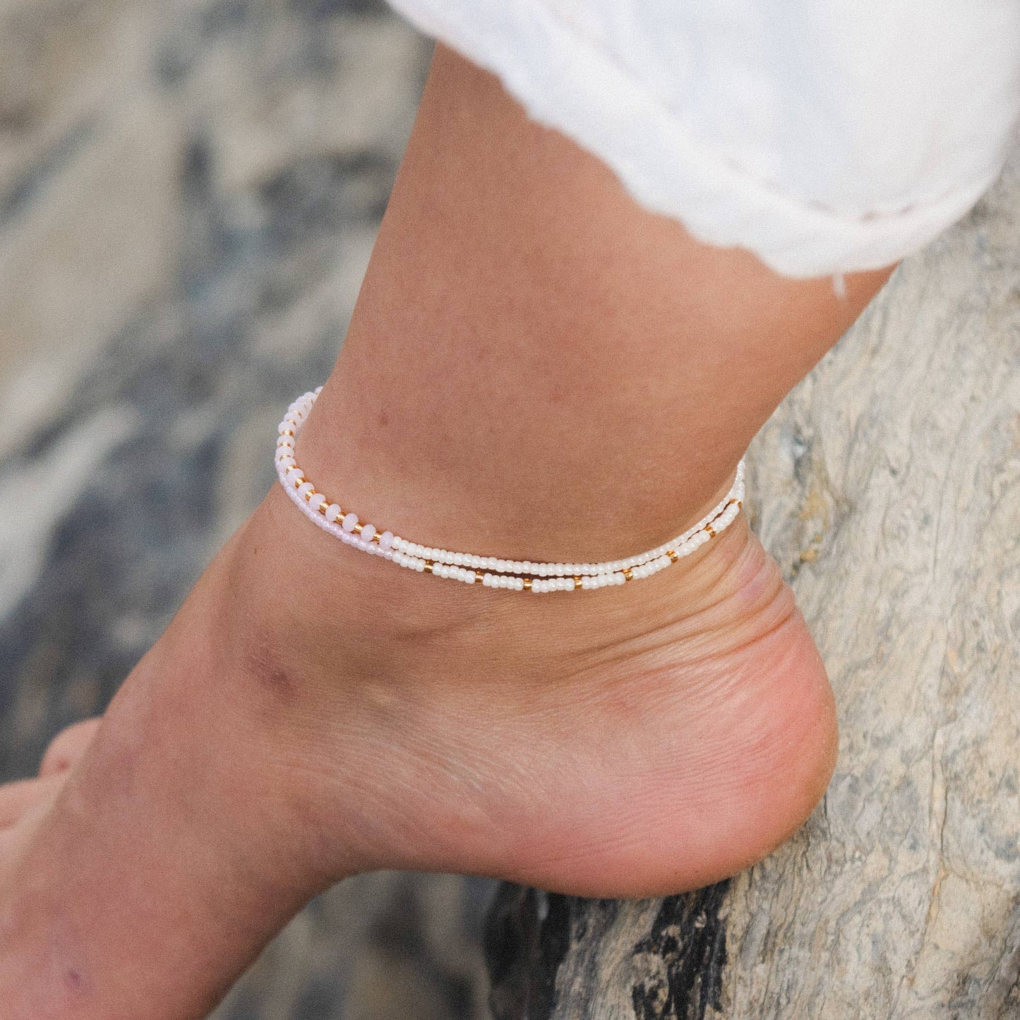 Monte Carlo Anklet- Royal Whites