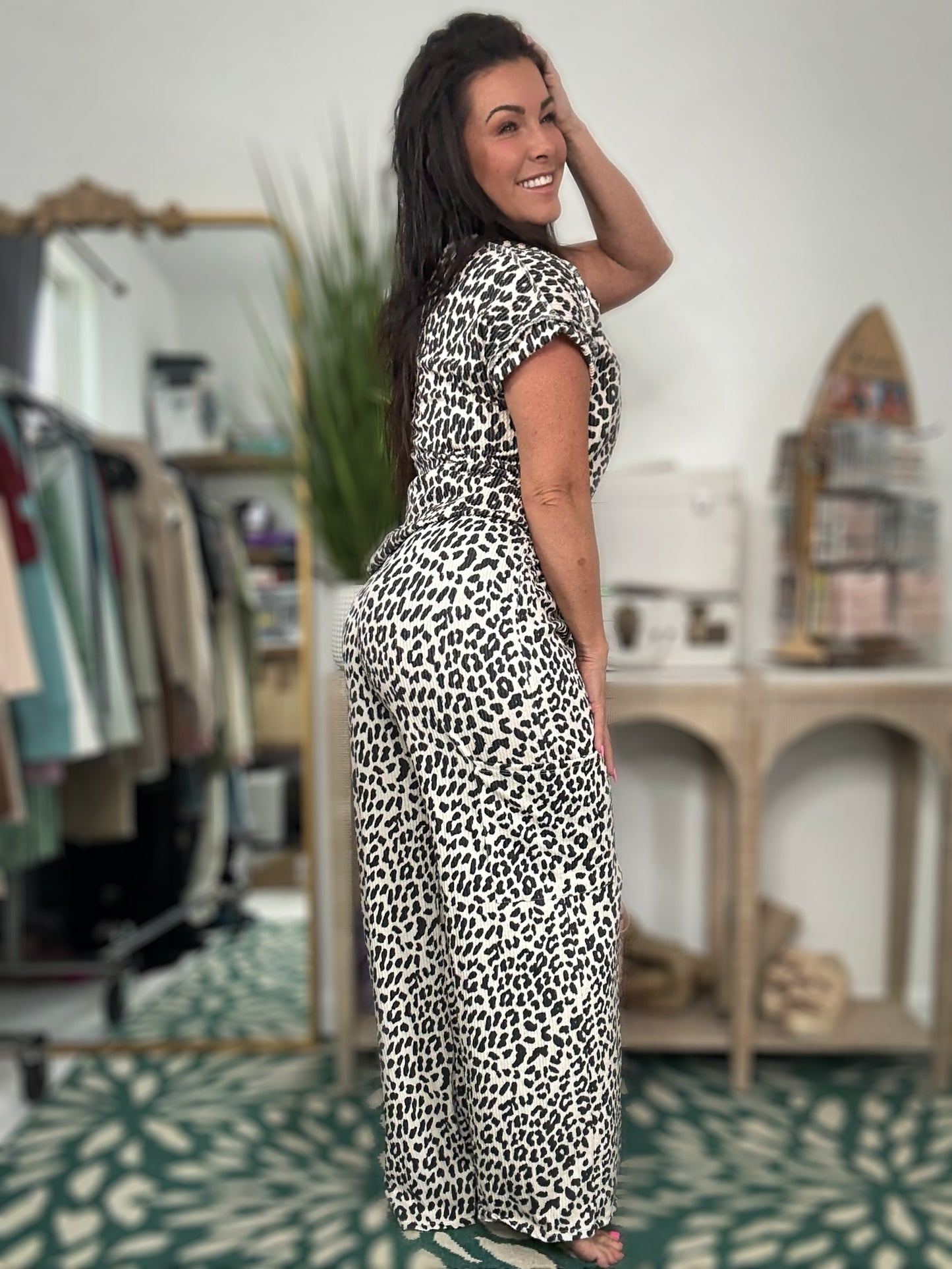 Beige leopard pants