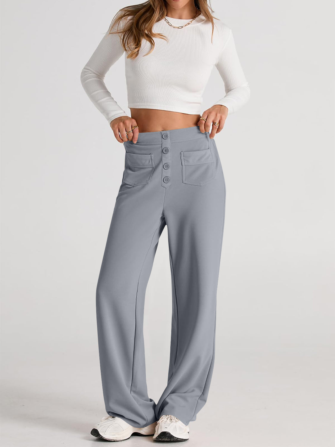 Errand Mom Wide Leg Pants- 8 Colors ( Black, Grey, White, Camel, Khaki, Caramel, Army Green, Gum Leaf)