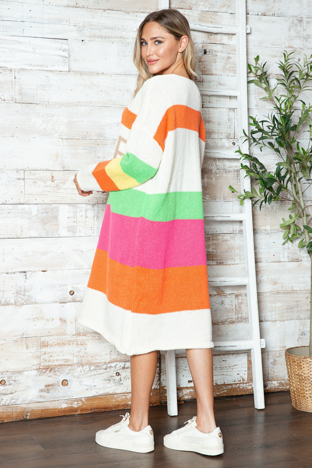 Color Block V-Neck Sweater Dress