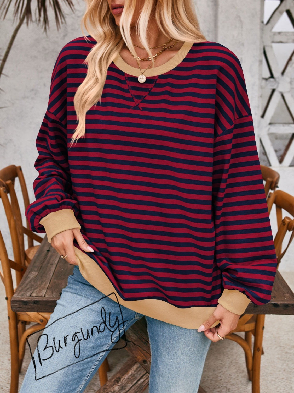 12 Colors- Lovelet Striped Sweatshirt