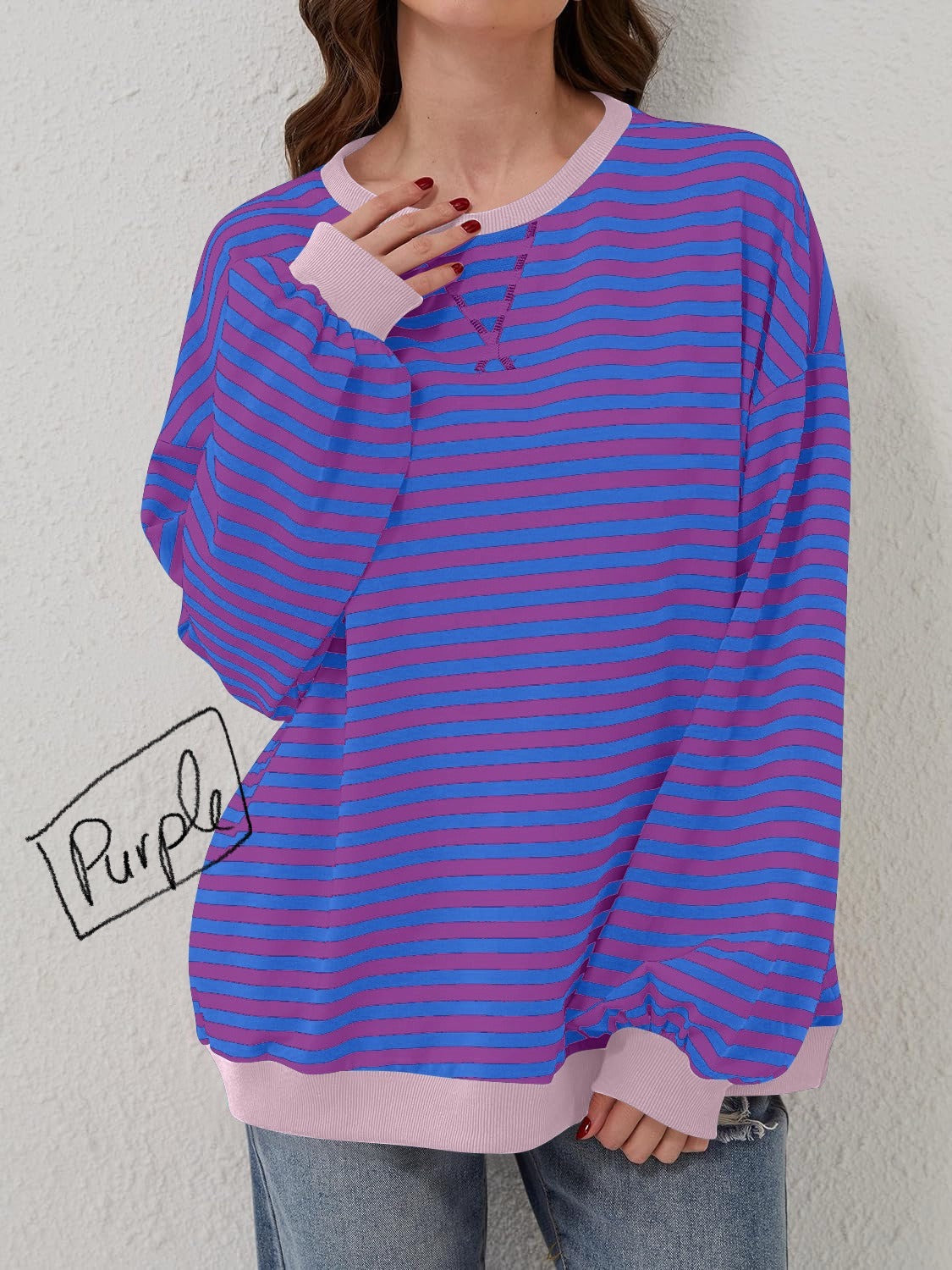 12 Colors- Lovelet Striped Sweatshirt