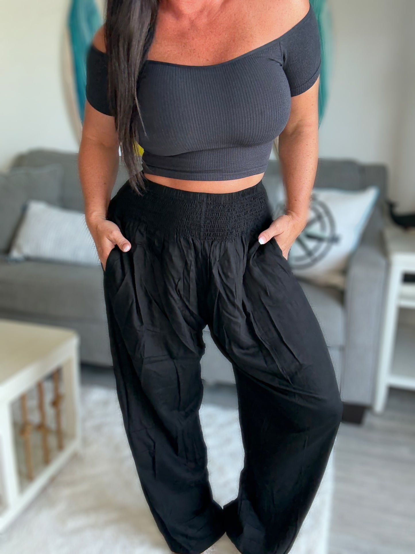Mantras & Moonlight Harem Pants- Blackest Black 90209