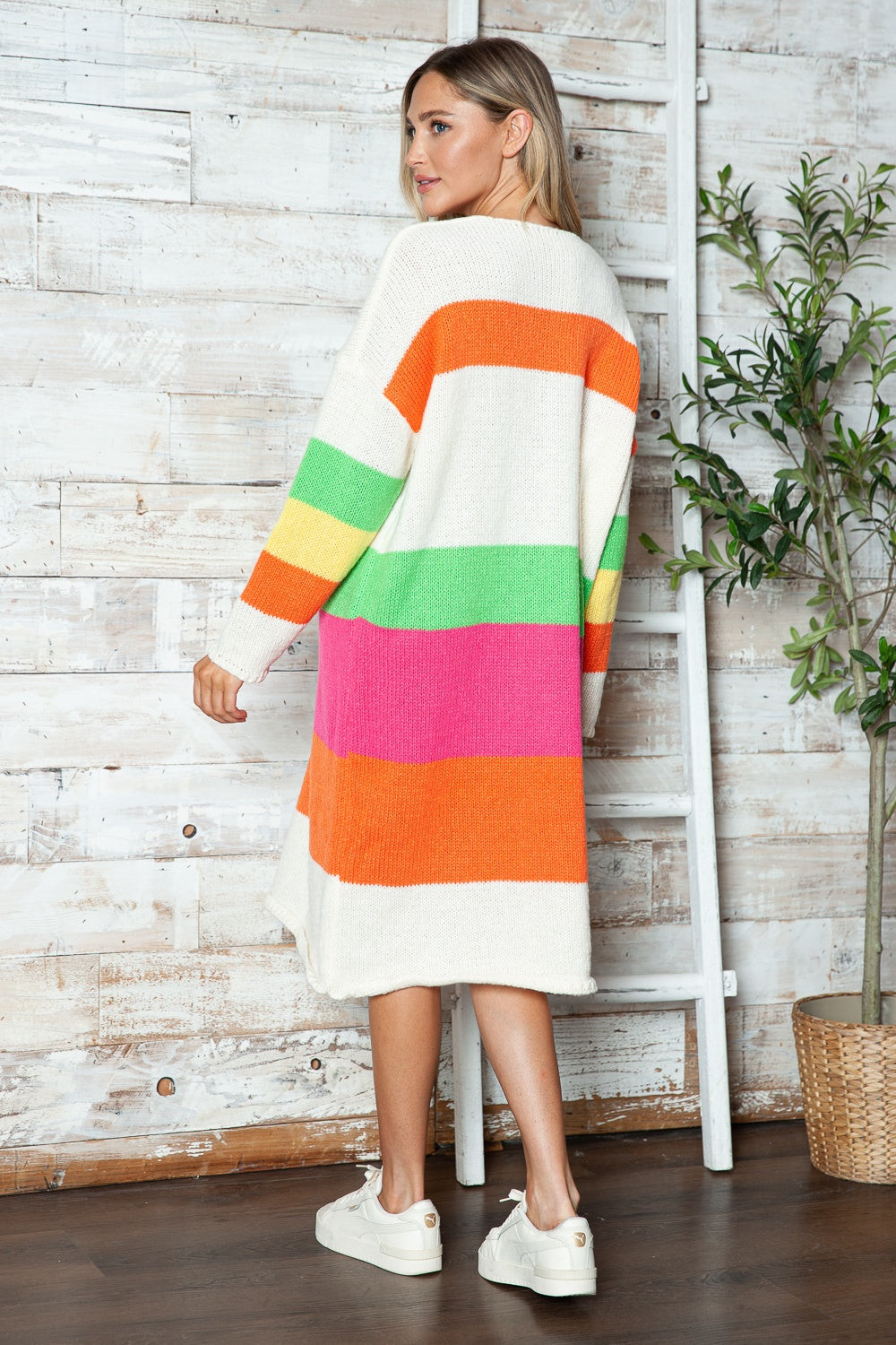 Color Block V-Neck Sweater Dress