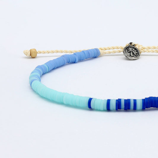 Biru Clay Beaded Anklet- Ocean Blue Tones