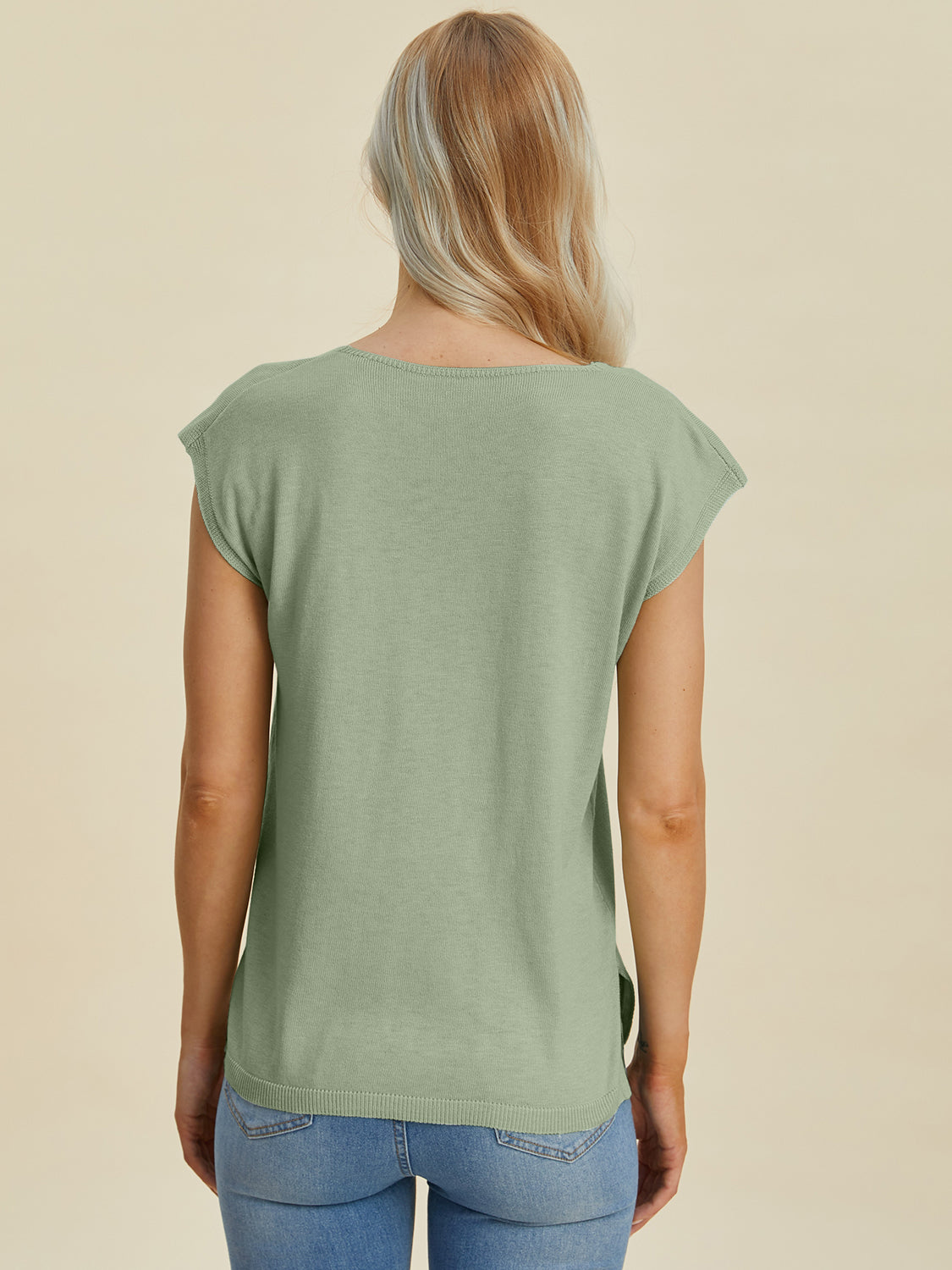 Notched Cap Sleeve Knit Top- 4 Colors (Caramel, Dust Storm, Magenta, Sage)