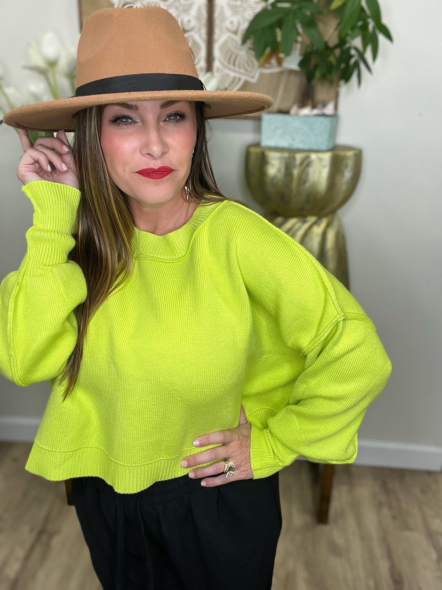 Catalina Pullover Sweater- 6 Colors (Lime, Black, White, Blue, Red Orange, Beige)