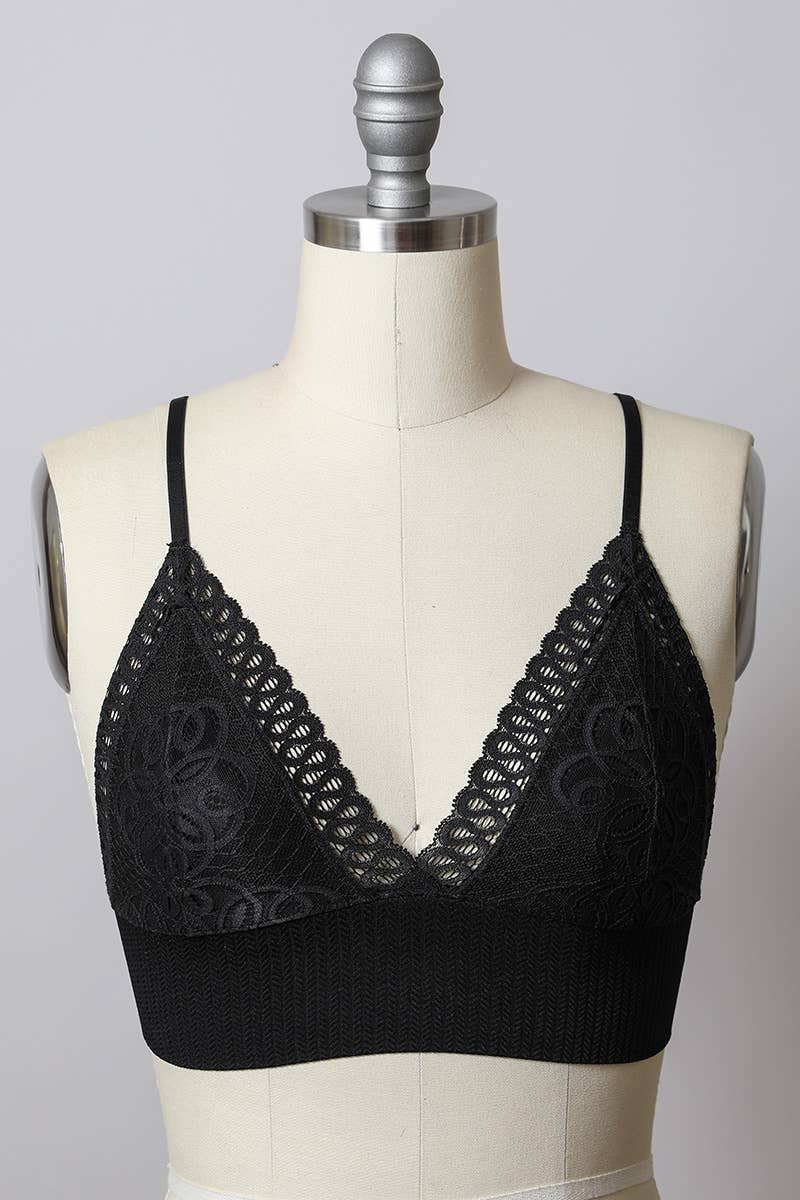 Lace Longline Seamless Bralette - Rust