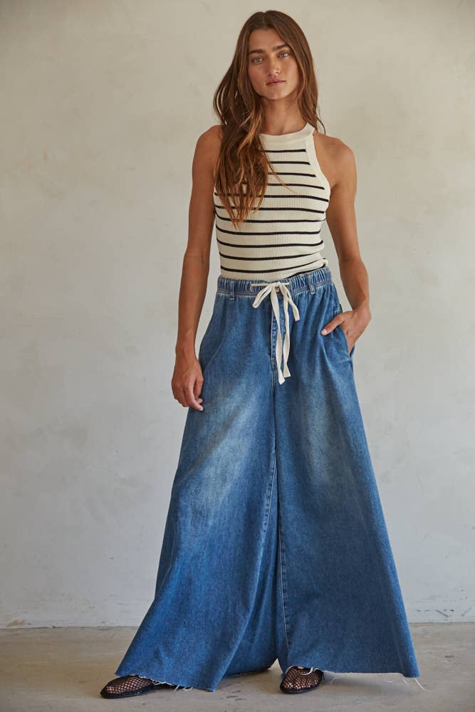 Tulum Wide Leg Jeans- Dark Denim BD283