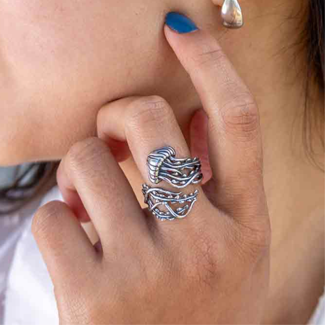 Sterling Silver Adjustable Jellyfish Ring