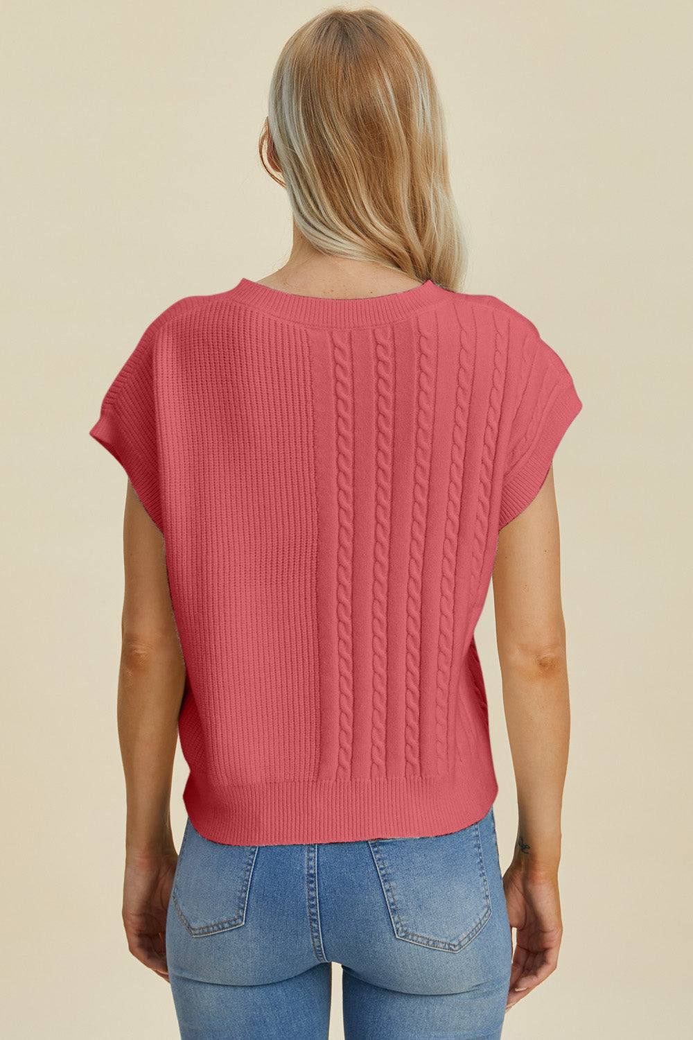 Cable-Knit Short Sleeve Sweater- 2 Colors
