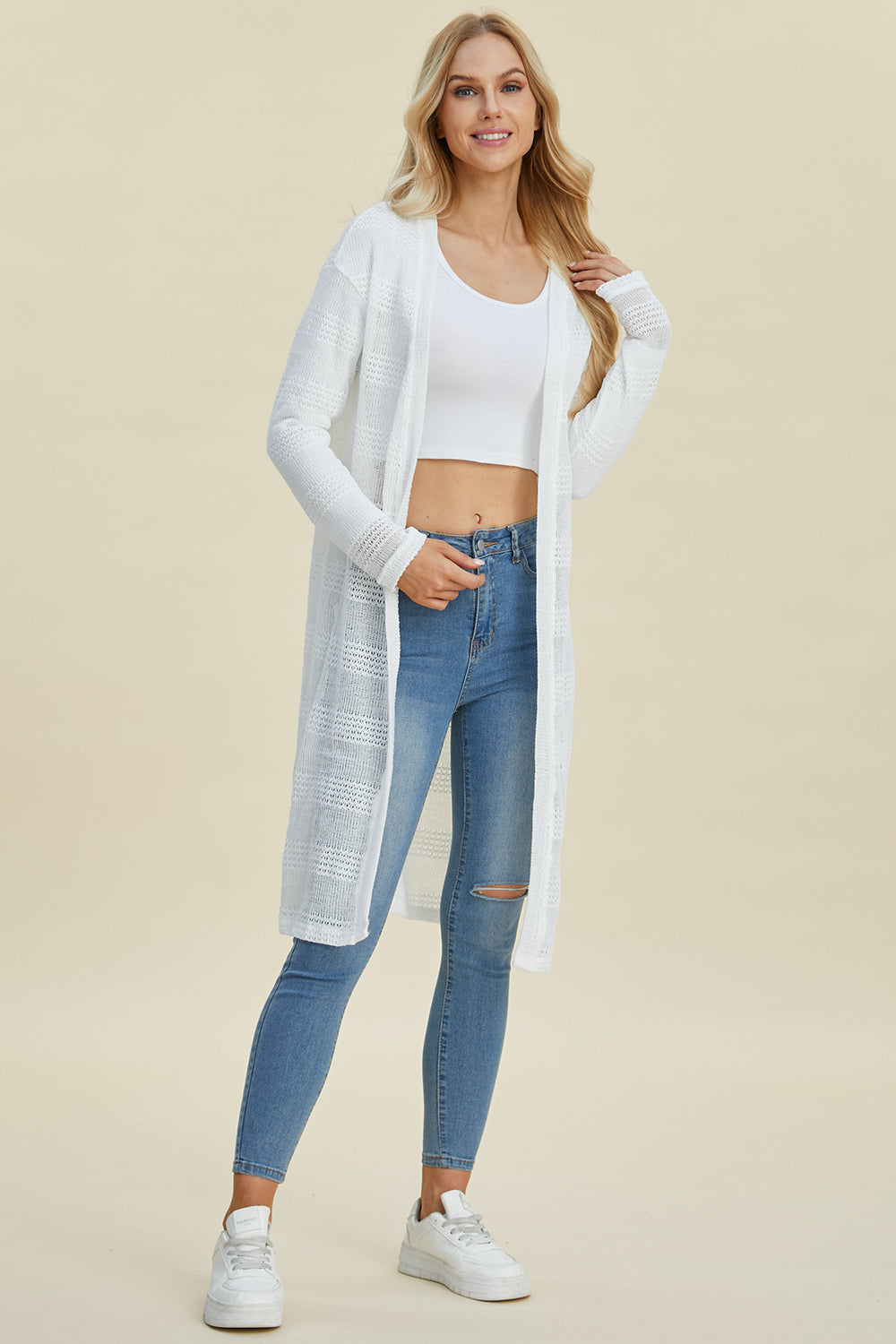 Open Front Longline Cardigan- 4 Colors (Multicolor, Blush, Black, White)