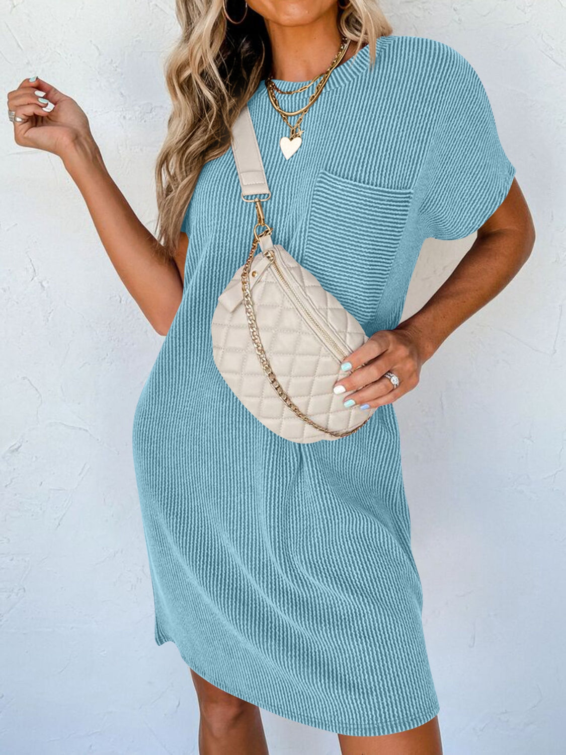 Jetting Around Dress- 8 Colors (Gray, Light Pink, Black, Light Blue, Army Green, Hot Pink, Mocha, Tan)
