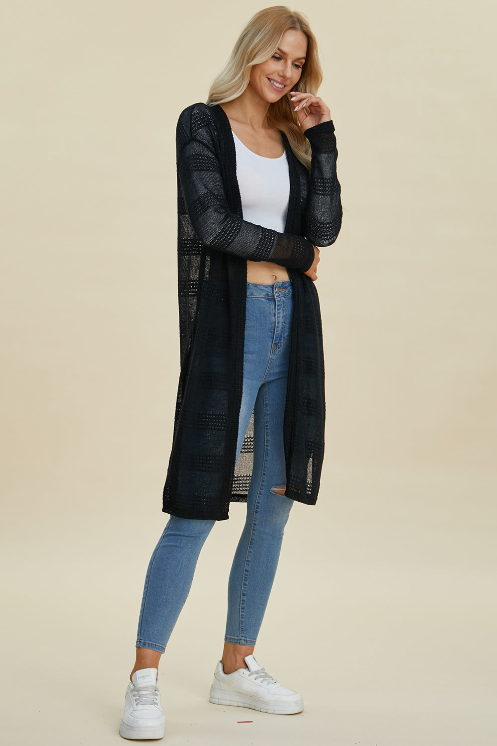 Open Front Longline Cardigan- 4 Colors (Multicolor, Blush, Black, White)