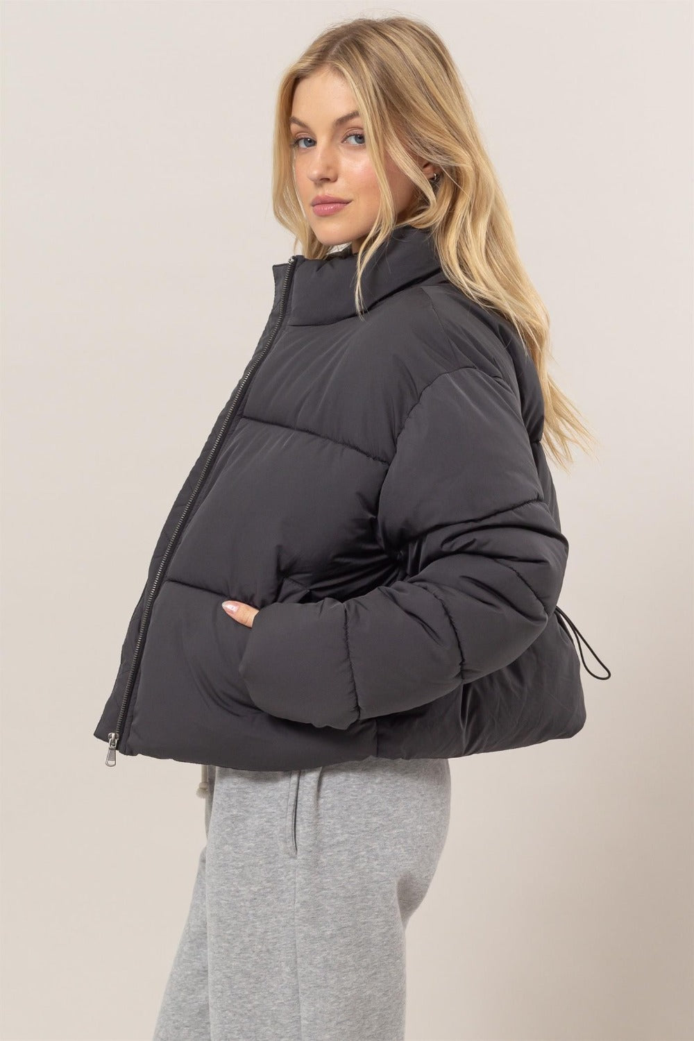 Quilted Drawstring Puffer Jacket