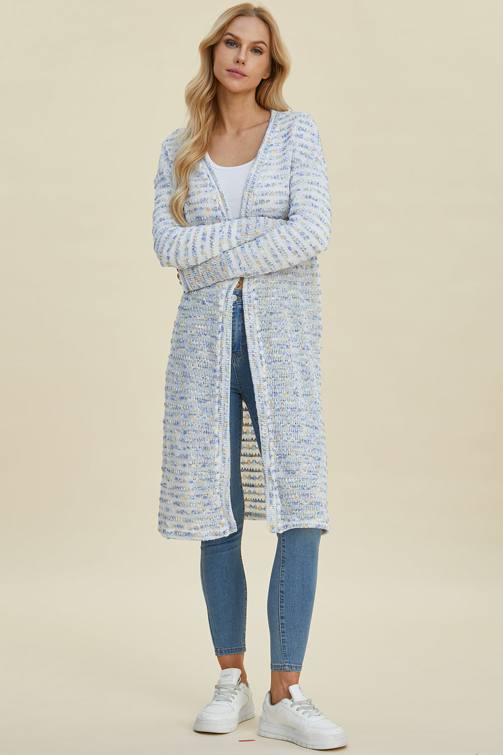Open Front Longline Cardigan- 4 Colors (Multicolor, Blush, Black, White)