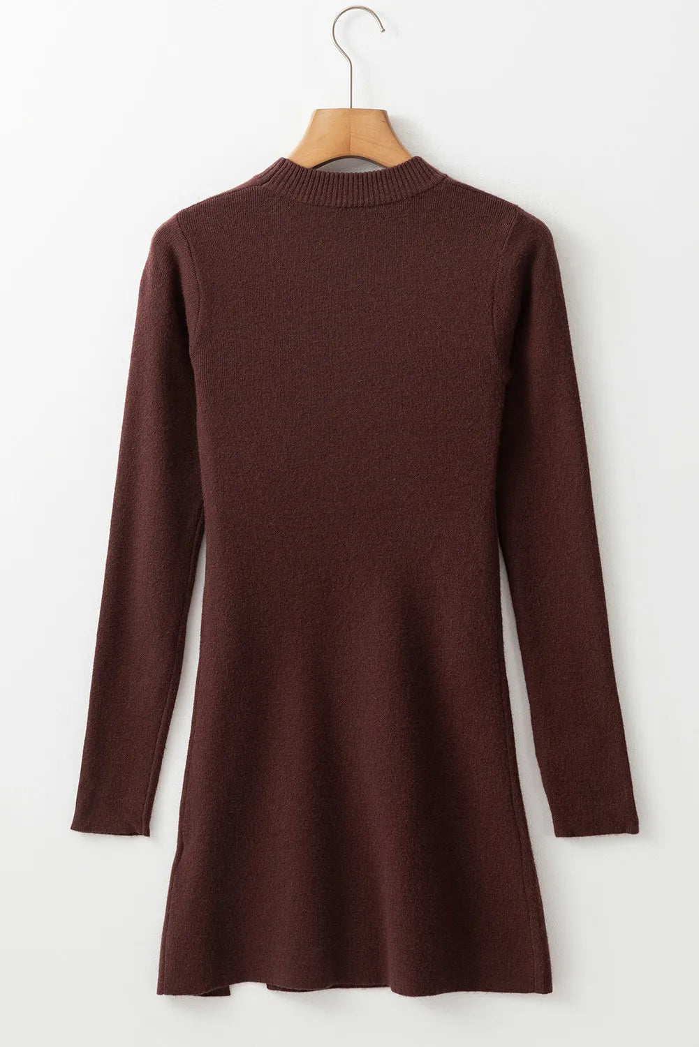 Sweater Weather Mock Neck Dress- Chocolate